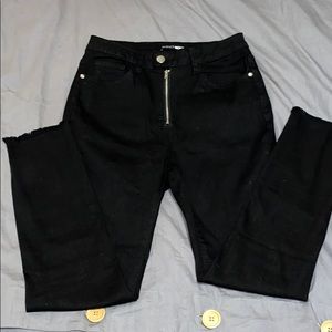 Black high wasted distressed ankle jeans